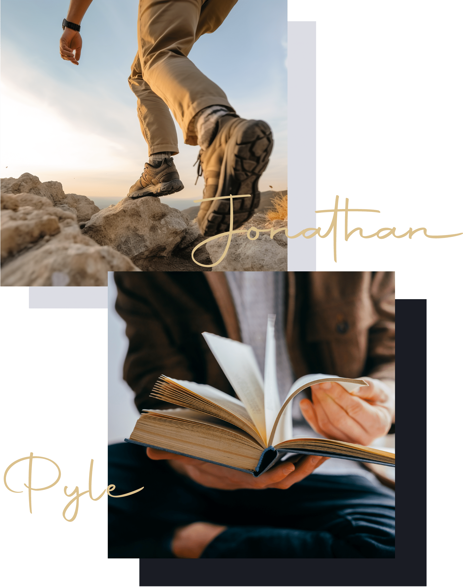 books and hiking boots for jonathan pyle DMD