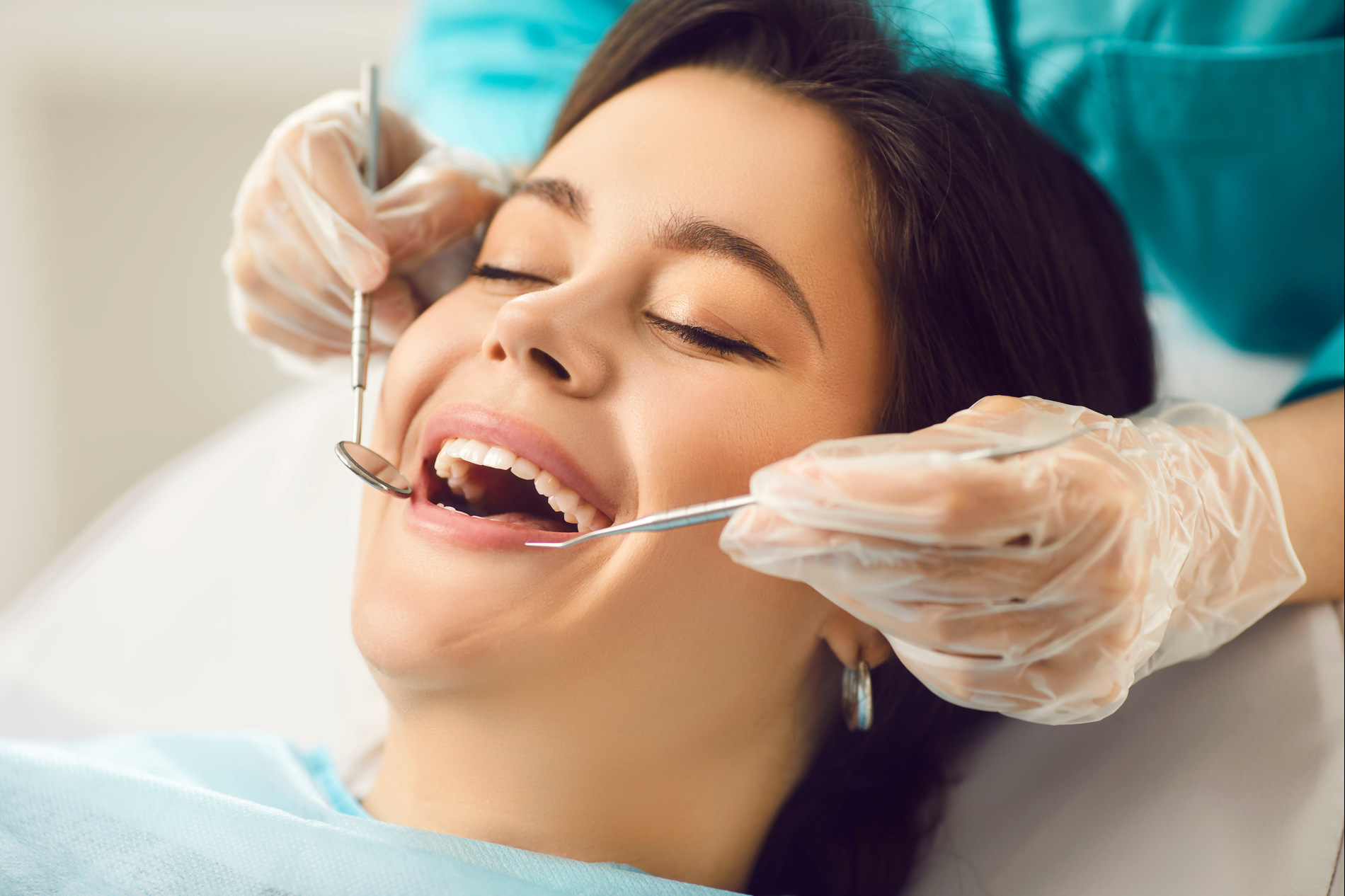 ToothColoredFilling1 (1) patient at her tooth colored filling appointment at Chesterfield Dental Studio in Chesterfield MO