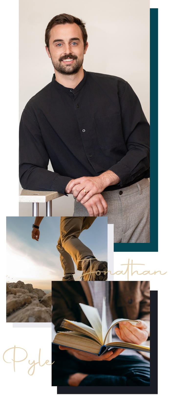 books and hiking boots for jonathan pyle DMD